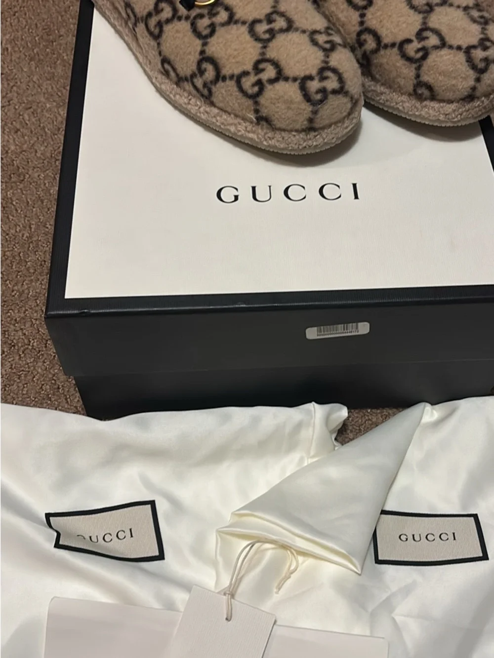 Gucci Mens Fria GG Wool Shearling Horsebit Loafers 8.5